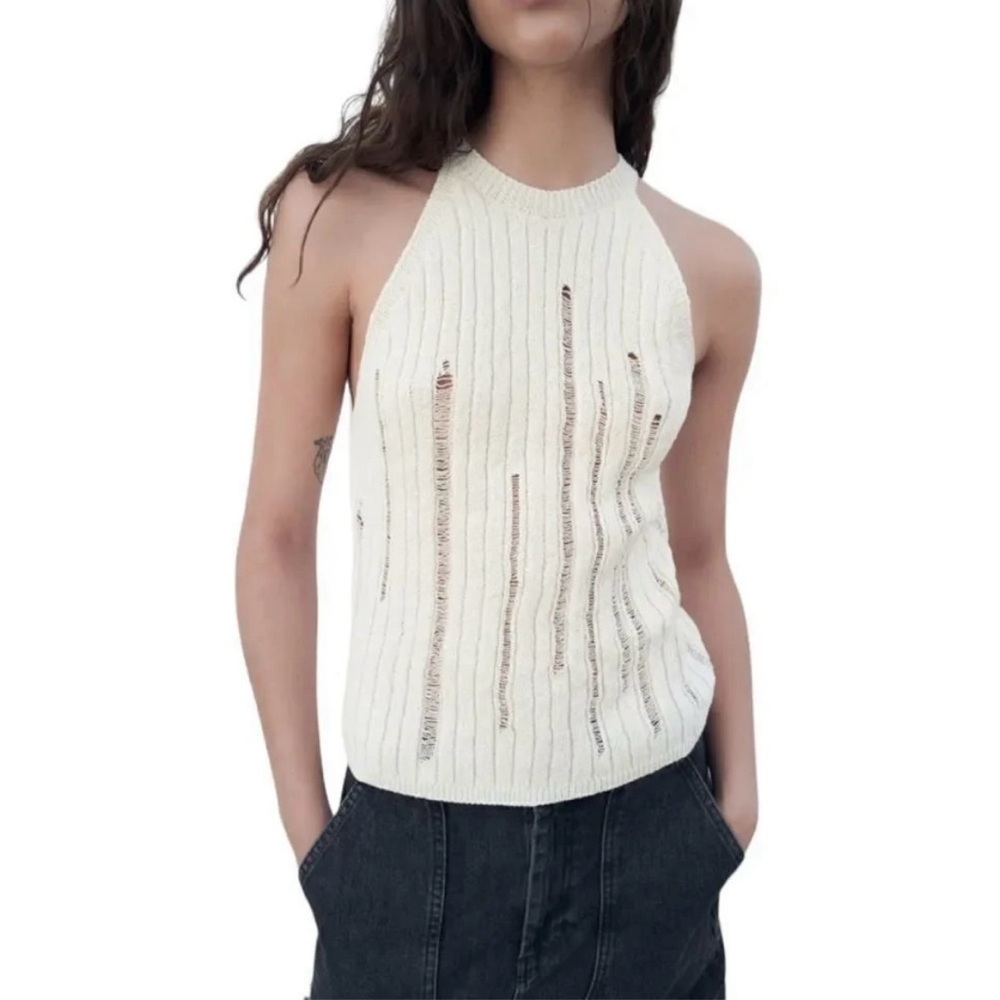 Zara cream  Sleeveless Top - Picture 2 of 9